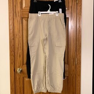 Old Navy quick dry cargo joggers. TWO pair. Black and Khaki. Size L. NEW w/tags!